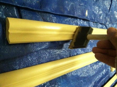 Install molding rail: With finish nails, counter sinking the nail heads
